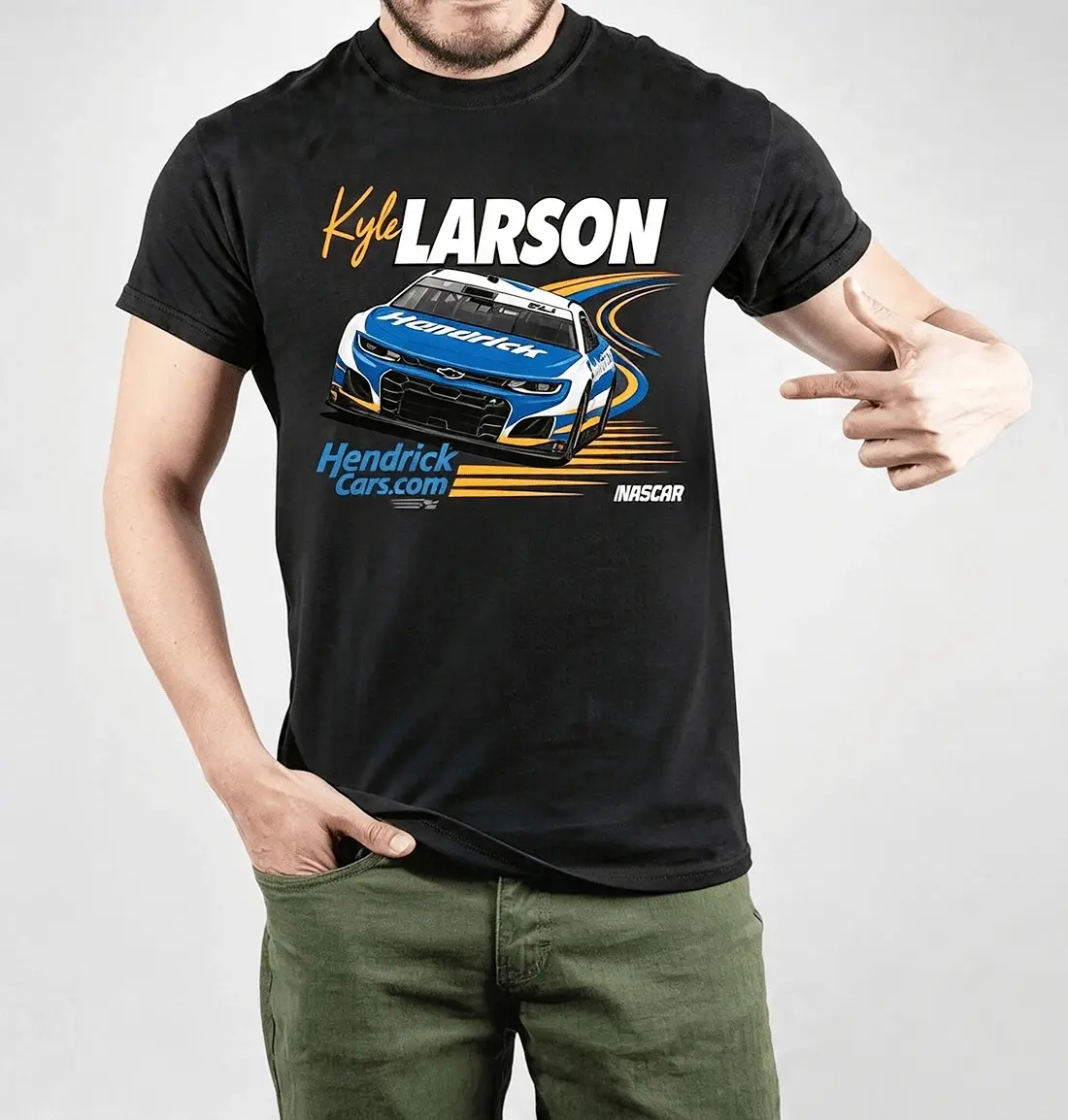Women's Kyle Larson NASCAR Fan Short-Sleeve Cotton Round Neck Casual Top, Prime Race Lines Graphic Vintage Racing Apparel