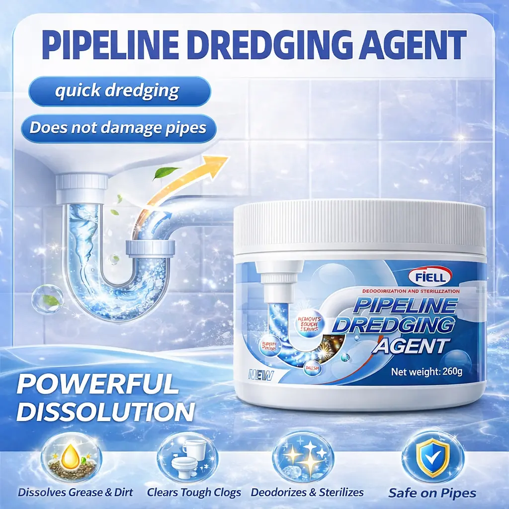 Pipeline Dredging Agent - Safe Unclogging Odor Removal No Residue Drain Cleaner Protects Pipes Efficiently Unclogs Ducts