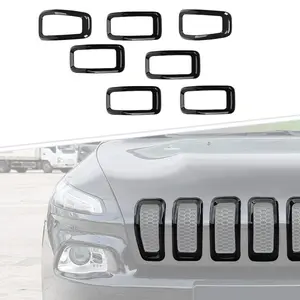 For 2014-2018 Jeep Cherokee Front Grille Inserts Grill Frame Cover Trim (7 pcs)