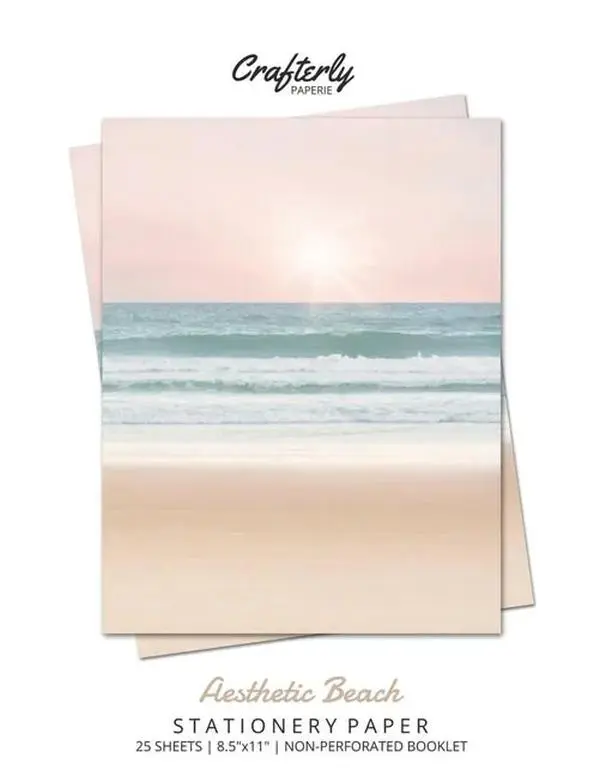 Aesthetic Beach Stationery Paper | 25 Sheets, 8.5×11" Cute Letter Writing Paper