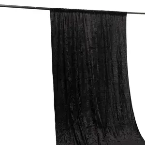 Crushed Velvet Backdrop Curtain – Black 5ft x 12ft Event Drape with Rod Pocket, Privacy Panel for Photo Booths & Events