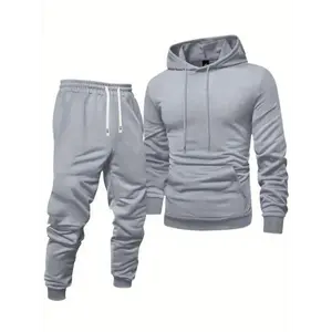 Customer Favorite | Men’s Casual Sports Set – Long-Sleeve Hoodie & Drawstring Joggers, Solid Color, Polyester Blend, Machine Washable – Perfect for Spring/Fall