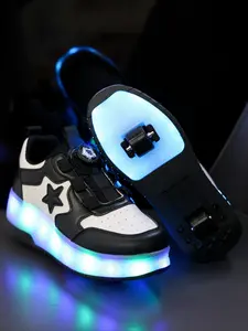 USB Rechargeable LED Colorful Glowing Shoes, Night Light Roller Skates, Kids Sneakers, Unisex Sports Casual Shoes, Sneakers Trainer Shoes