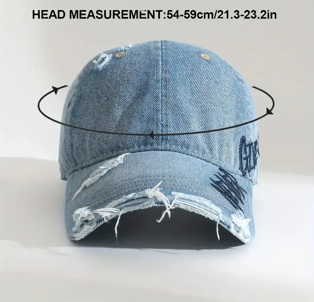 Women's Vintage Washed Baseball Cap with Distressed Edge and Embroidered Letter, Adjustable 90s Hat for All Seasons Streetwear