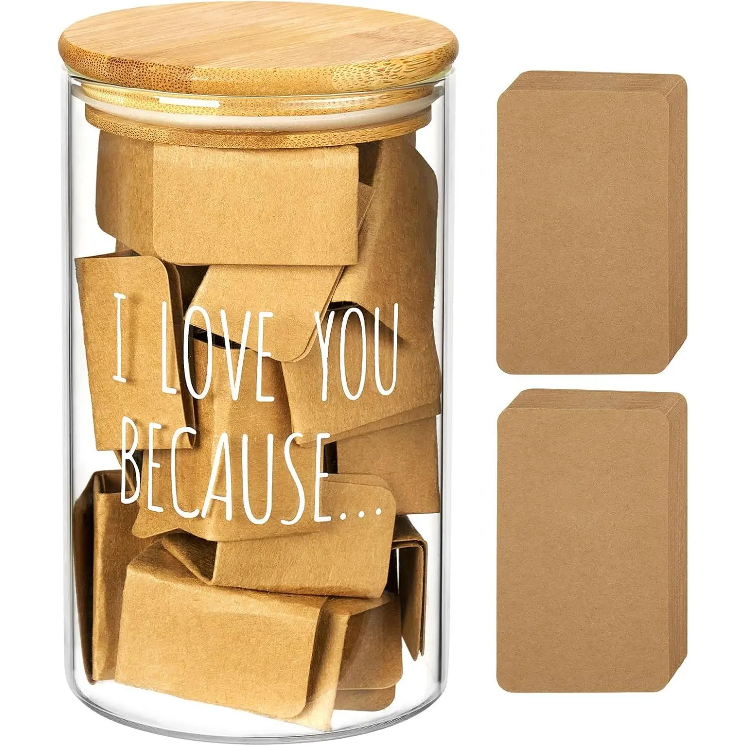 AW BRIDAL 27-oz Memory Jar with Lid & 50 Blank Reasons I Love You Notes, Couple's Bridal Memory Jar, Valentine’s Gift for Wedding Anniversary, 27 Ounces