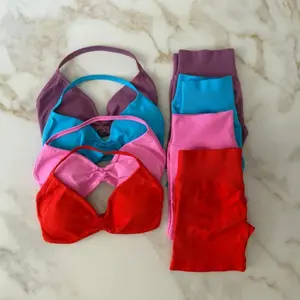 DF has LOGO sports bra multi pack Impact Gym  Women Strappy Yoga Bra High Waist Workout Scrunch Shorts Sports Suit Fitness Clothes Seamless Yoga  2 Piece Set