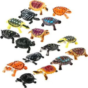 P-MTS025   16 Pcs Plastic Turtles Party Decorations Small Sea Turtles Toys Mini Realistic Plastic Ocean Animals Figures Bath Fake Tortoises Kids Educational Toy Gifts for July Christmas Birthday Party