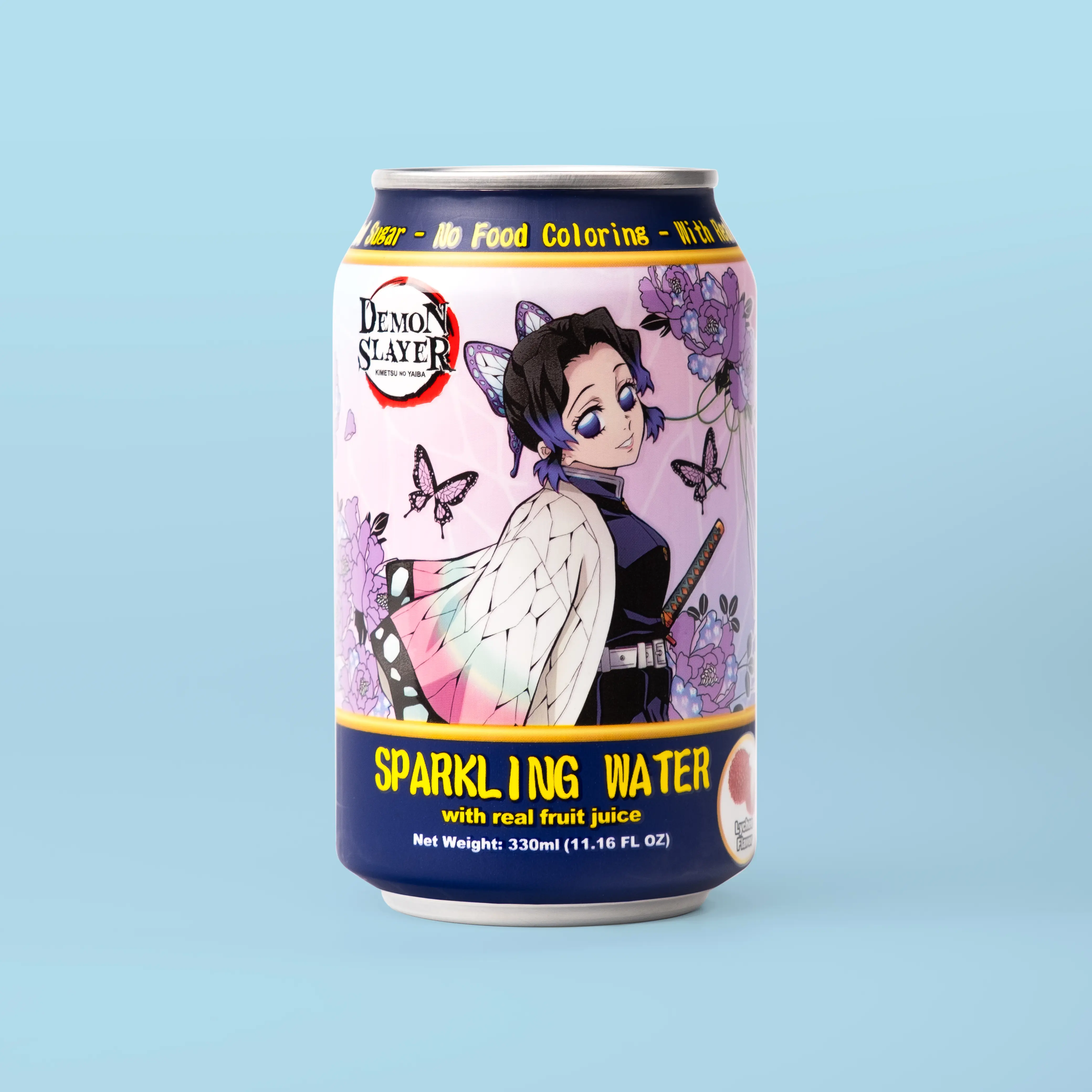 AnyYums Demon Slayer Sparkling Water with real juice 330ml - Lychee Flavor