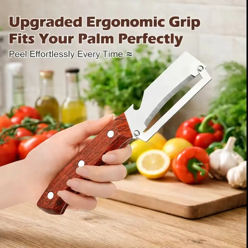 AA 2-in-1 Fruit & Veggie Peeler Kitchen Gadget, SharpStainless Steel Blade, Upgraded Ergonomic Comfort Non-Slip Grip, Multi-Functional Kitchen Utensil with BottleOpener for Efficient Peeling