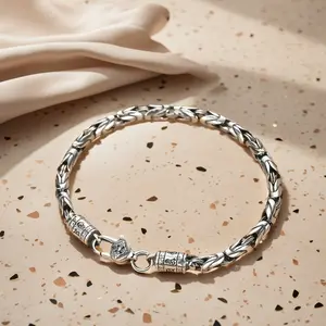 Full Silver s925 bracelet Sterling silver bracelet Men's bracelet can be worn open send boyfriend send dad birthday holiday gift Silver weight 15g /0.52 oz
