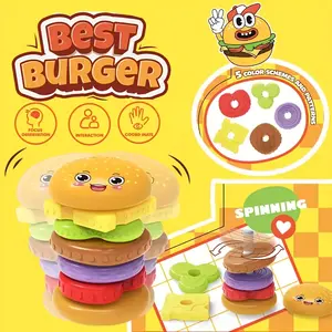 Stacked Burger Shape Toy for Kids, Educational Puzzle Promoting Fine Motor Skills and Hand-Eye Coordination, Non-Toxic Plastic for Toddlers, Perfect Birthday Christmas Halloween Gift