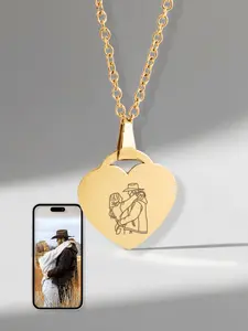 Soulmate Custom Engraved Photo Heart Necklace