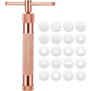 Miniature Clay Extruder, Aluminium Clay Extruder with 20 Discs, Alloy Rotary Mold Tool Set Squeeze Polymer Clay DIY Geometry Noodles, Fondant Extruder Fondant Sculpture Decorating Tool