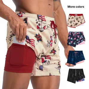 Maamgic Effortless Bald Eagle 5.5"/ 4.5'' 2 in 1 Swim Shorts for Men Elastic Waistband with Drawcord 4-way Stretch 90% Polyester 10% Spandex Blend Summerwins,| Two Zipper Side Pockets - Menswear Elastic Soft Spandex Stretch Zipper Man Beach Clothing
