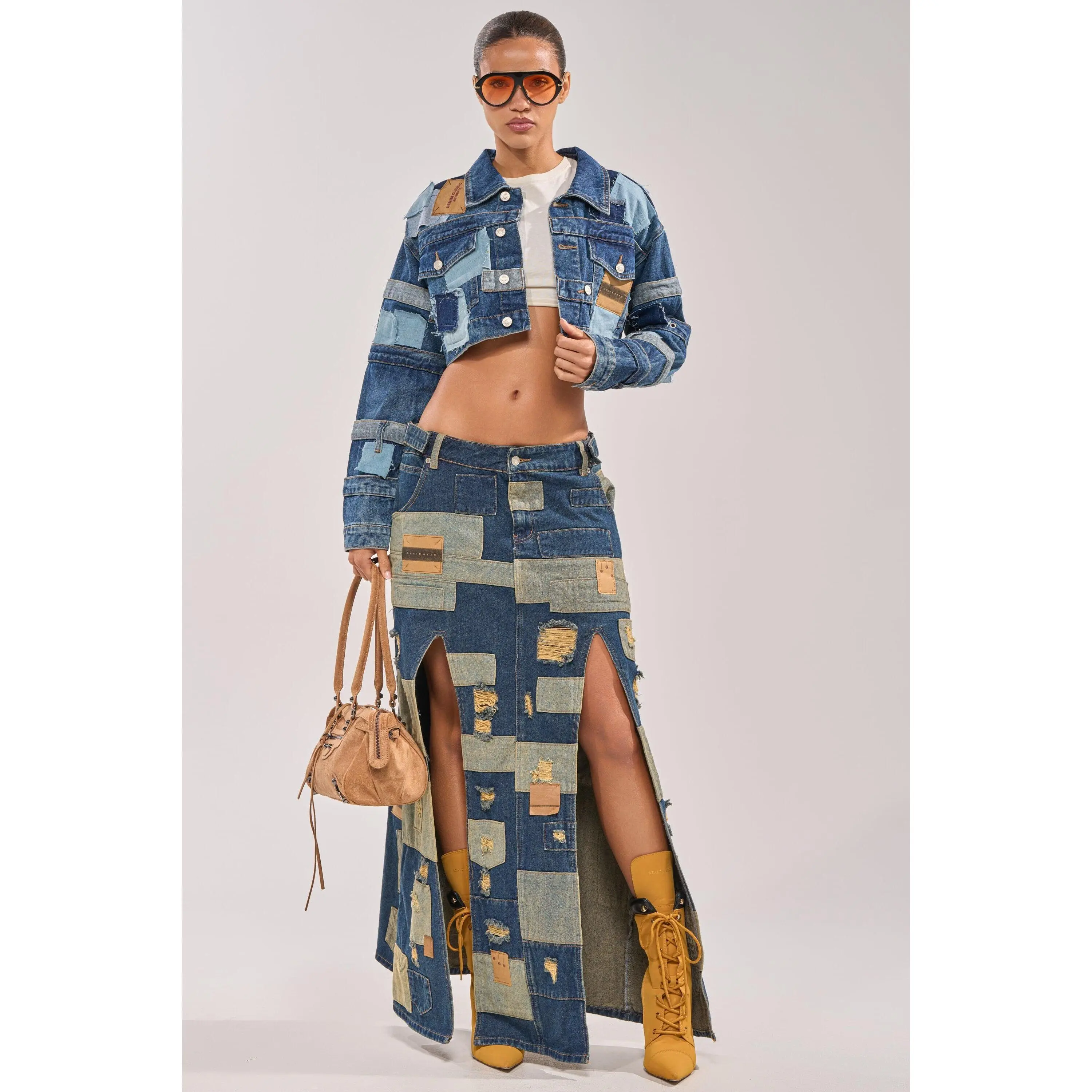 PATCH ME UP DENIM MAXI SKIRT