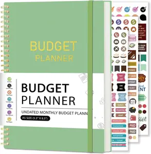 Monthly Budget Planner, Monthly Budget Book with Expense Tracker Notebook, 5.5" x 8", Undated Budgets Planner and Months Bill Organizer - Green