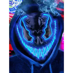 Fast Shipping Quanquer Halloween Mask LED Light up Mask for Adults Neon Glow Masks with Dark and Evil Glowing Eyes for Men Women Cosplay Quanquer