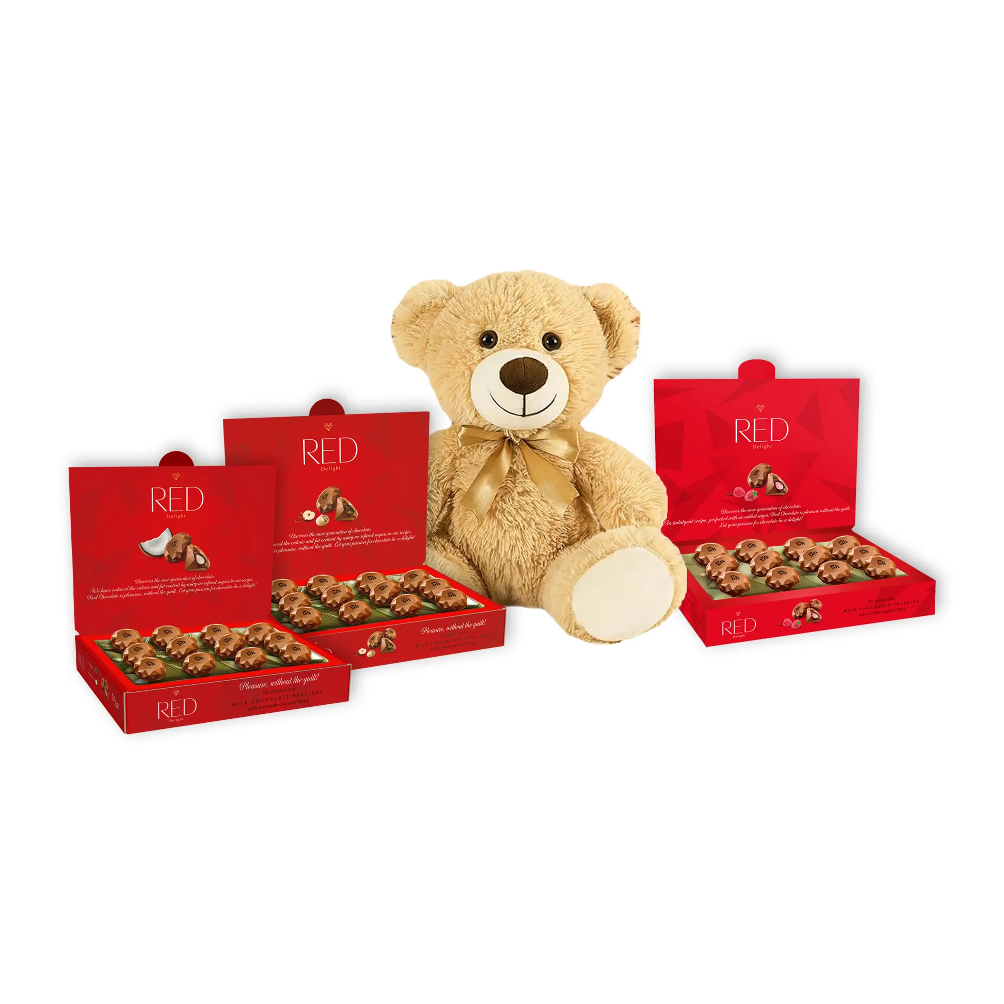 RED Delight Diamond Milk Chocolate Truffles With A Plush Teddy Bear