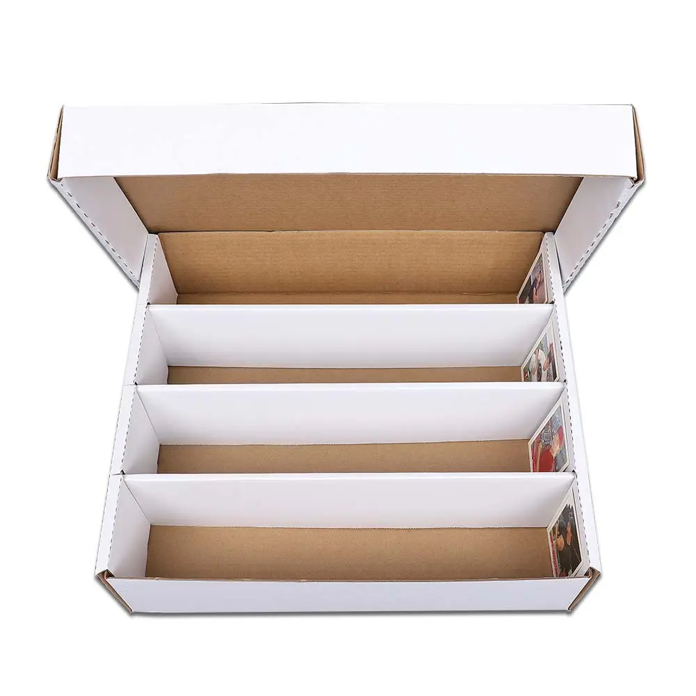 CROSSDESIGN 3200-Count Corrugated Cardboard Organiser - 4-Row Storage Box for Trading Cards, Baseball Cards, Coin Slabs