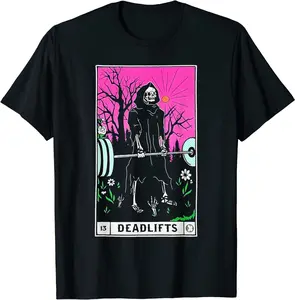 Tarot Card Funny Gym Deadlifts Workout Occult T-Shirt Menswear Top, Vintage Graphic Tee, gymwear, Sportswear, Gift For Him
