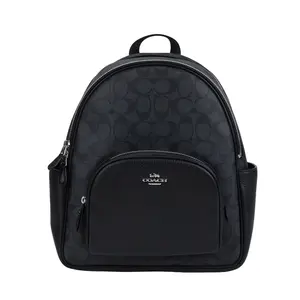 Coach Court 27 Classic Monogram Zip Backpack – Medium Unisex Canvas and Leather Bag in Black