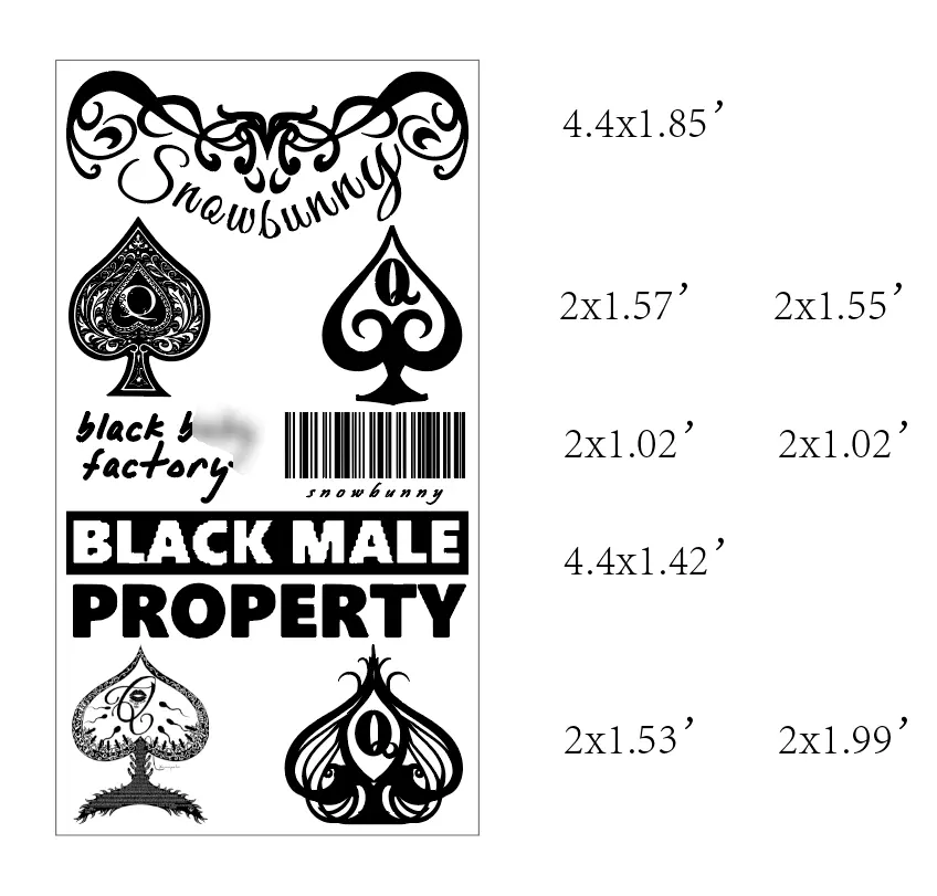 Queen of Spades (QOS) 8-Piece Ink-Based Temporary Tattoo Set Pack, Queen of Spades Designs, Waterproof, Long-Lasting, Glam, DIY, Dramatic, Festival-Ready, All Skin Types Suitable, Parties, US Snowbunny Styling Art, Event Wear, Fun Appeal