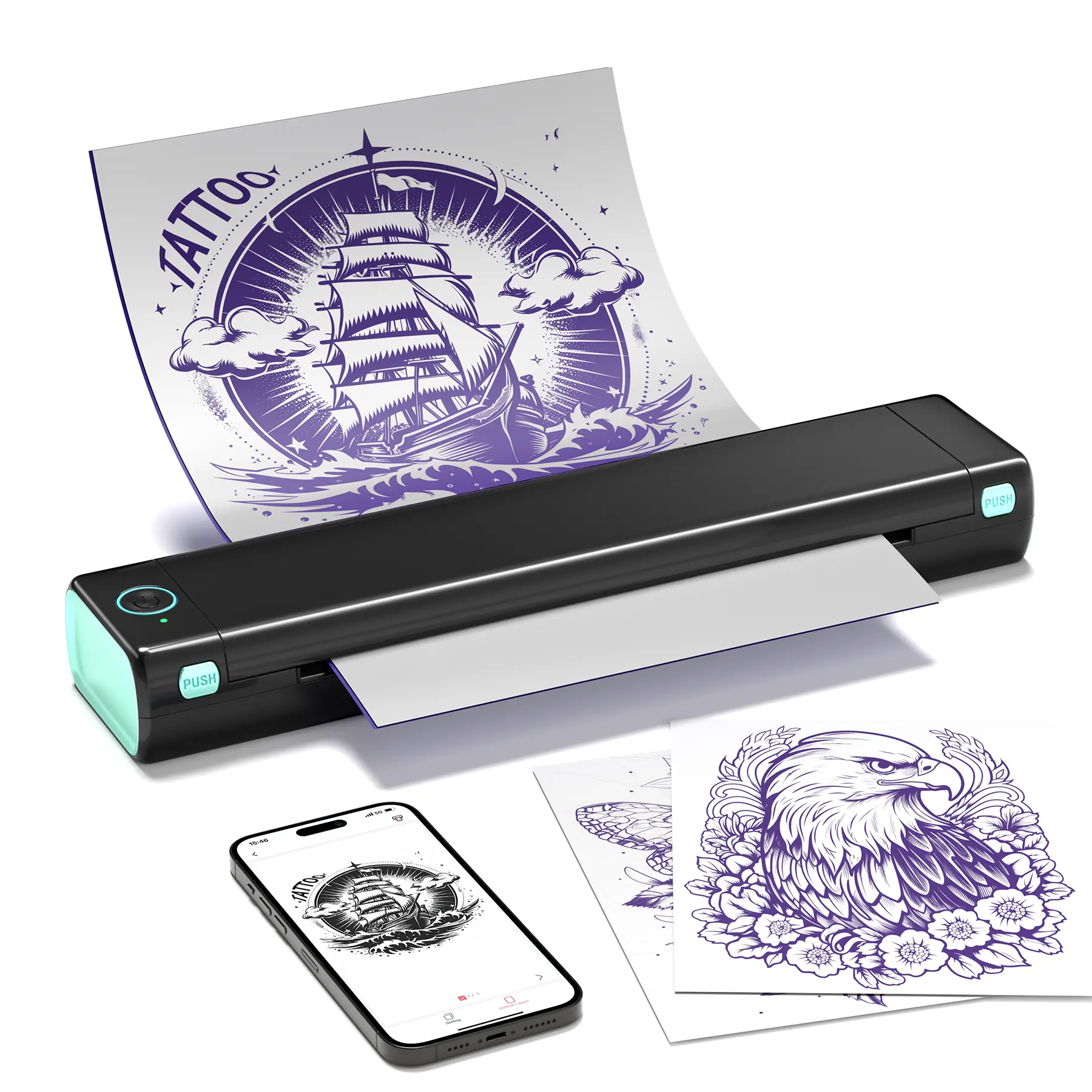 Phomemo M08F Tattoo Printer – Wireless Bluetooth Thermal Printer for Tattoo Artists & Beginners, Compatible with Smartphone, Tablet & PC, Ideal for On-the-Go Tattoo Transfers