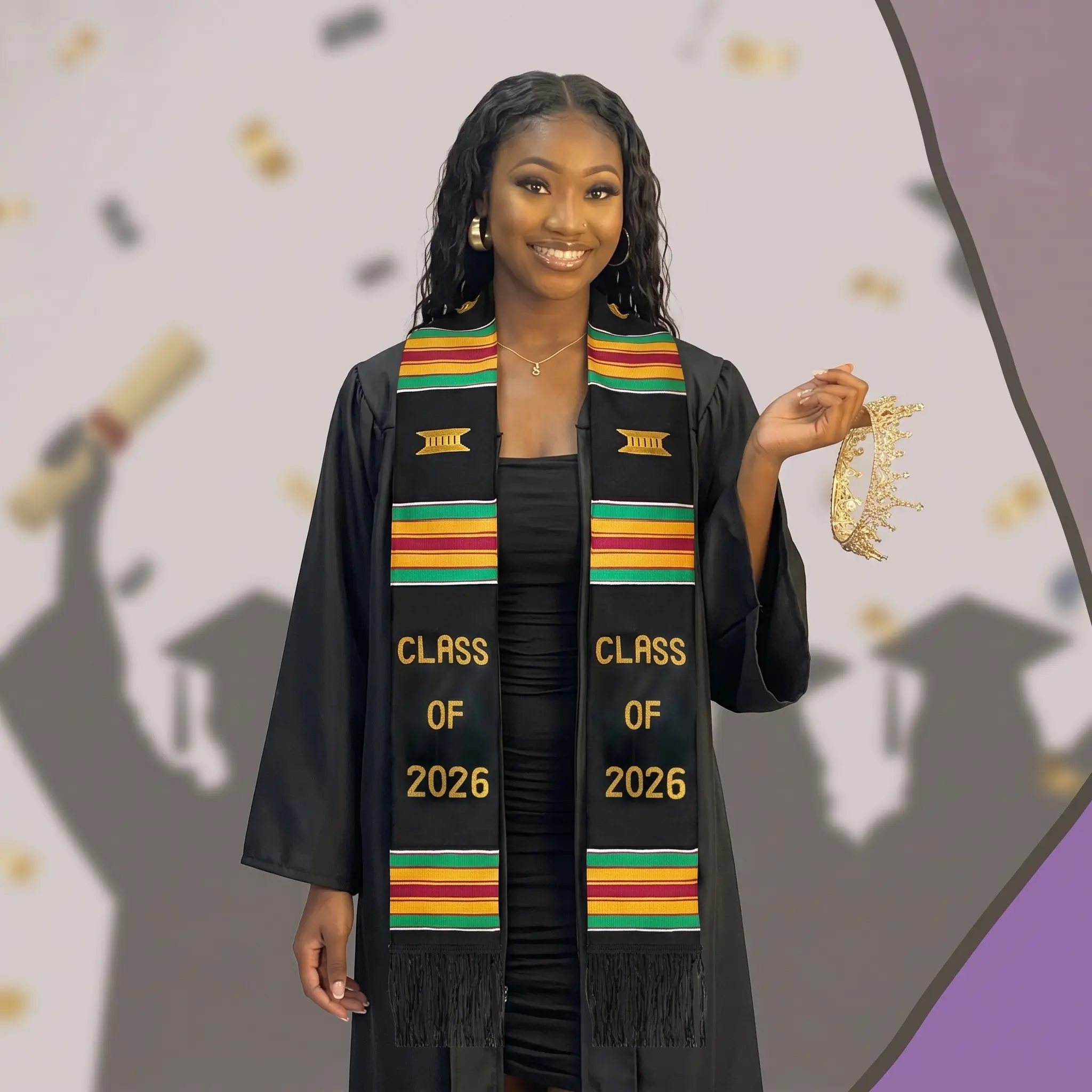 Kente Design Graduation Stole Class of 2026 | Celebrate Culture with the African Graduation Stole, Cultural Oriented Kente Stole Class of 2026 | Kente Graduation Sash 2026 Graduation Ready Stylish African Heritage