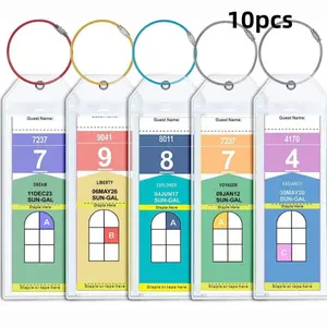 Clear Luggage Label Holder, 10pcs/set Waterproof Travel Luggage Tag Holder with Random Color Hanging Ring, for Identification Label, Travel Bag Label