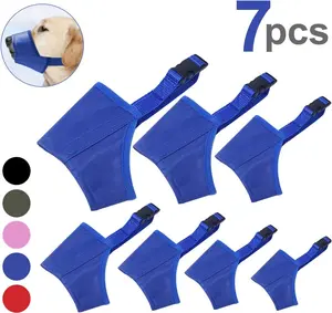7PCS Pet Dog Muzzles,Suitable for Biting,Barking and Chewing, Adjustable Suitable for Small and Medium-sized Dogs,Soft and Comfortable Dog Muzzles Are Suitable for Long Noses