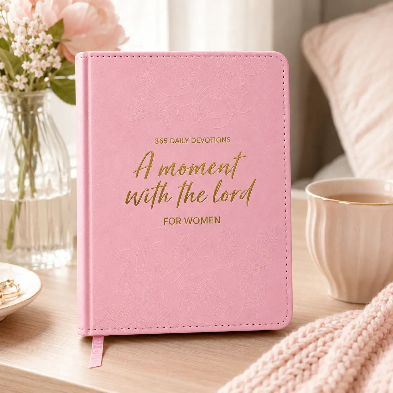 One Minute with God for Women: 365 Daily Devotionals Bible Record Book, Pink Hardcover, Exquisite Embossed Floral Design, Golden Foil Title, Log Book Spiritual Inspiration - Prayer Gift for Mom