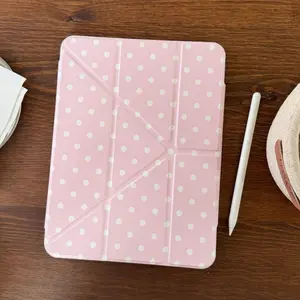 3+Y Foldable Tablet Case Cover with Pen Slot, Acrylic Back Panel, Shockproof and Bend-Resistant, Fits iPad Pro/air/mini, Fashion Gift for Girls