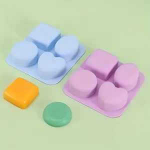 1pc Irregular Shape Handmade Soap Molds, Basic Square Heart Oval Round Soap Silicone Mold Candle Making for Homemade