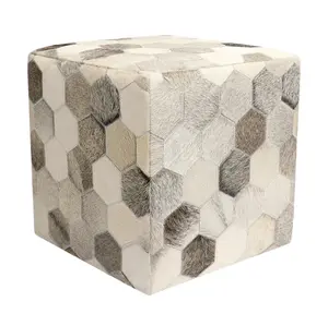 Canvello Cowhide Pouf Ottoman