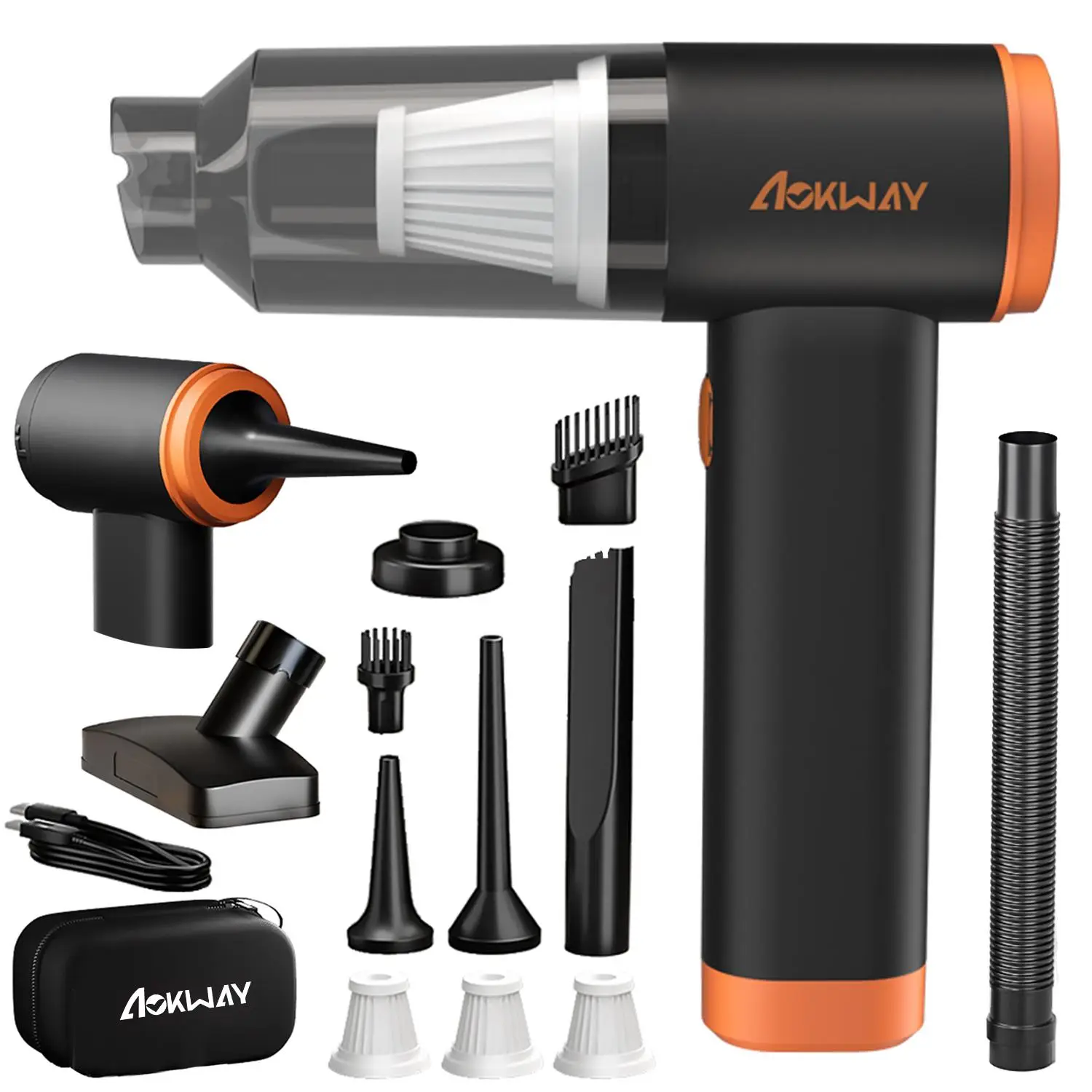 Aokway 4-in-1 Handheld Cordless Car Vacuum Cleaner 20000PA Suction 7800mAh Battery USB Rechargeable with Multiple Attachments for Car Home & Office Cl