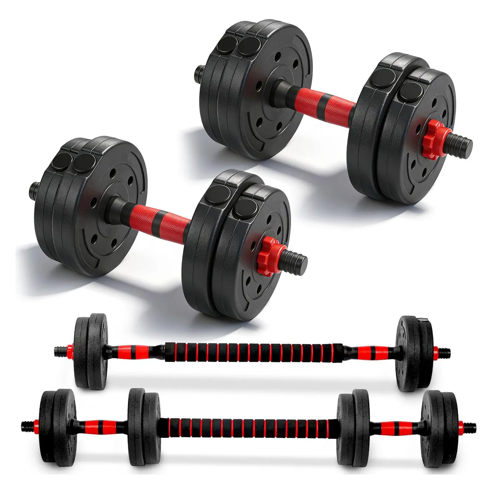 22 Pounds Adjustable Weights Dumbbells Set, Free Weights with Connector, Convertible Dumbbell Barbell Push-up Stand Set, 3 in 1 Home Gym Fitness Weight Set for Men and Women