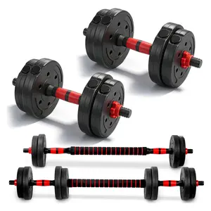 22 Pounds Adjustable Weights Dumbbells Set, Free Weights with Connector, Convertible Dumbbell Barbell Push-up Stand Set, 3 in 1 Home Gym Fitness Weight Set for Men and Women