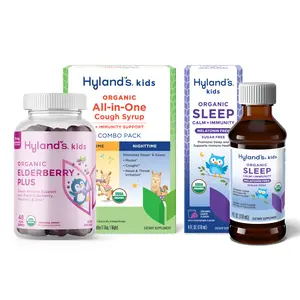 Hyland's Back to School Organic Wellness Bundle: Elderberry Immunity Gummies, Sleep Liquid and Multi-Care Cough Syrup : Dietary Supplements