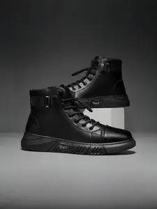 Men's British Retro  | High-Top Leather Boots Closed | Chunky Rubber Sole Ankle Boots Walking Shoes Vintage Soul Boots