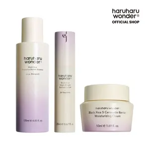 [HARUHARU WONDER Official Shop] - Black Rice Glow Barrier Trio - Milky Toner, Retinol Serum, Ceramide Cream, Beginner-Friendly Korean Skincare, Moisturizes, Strengthens Skin Barrier