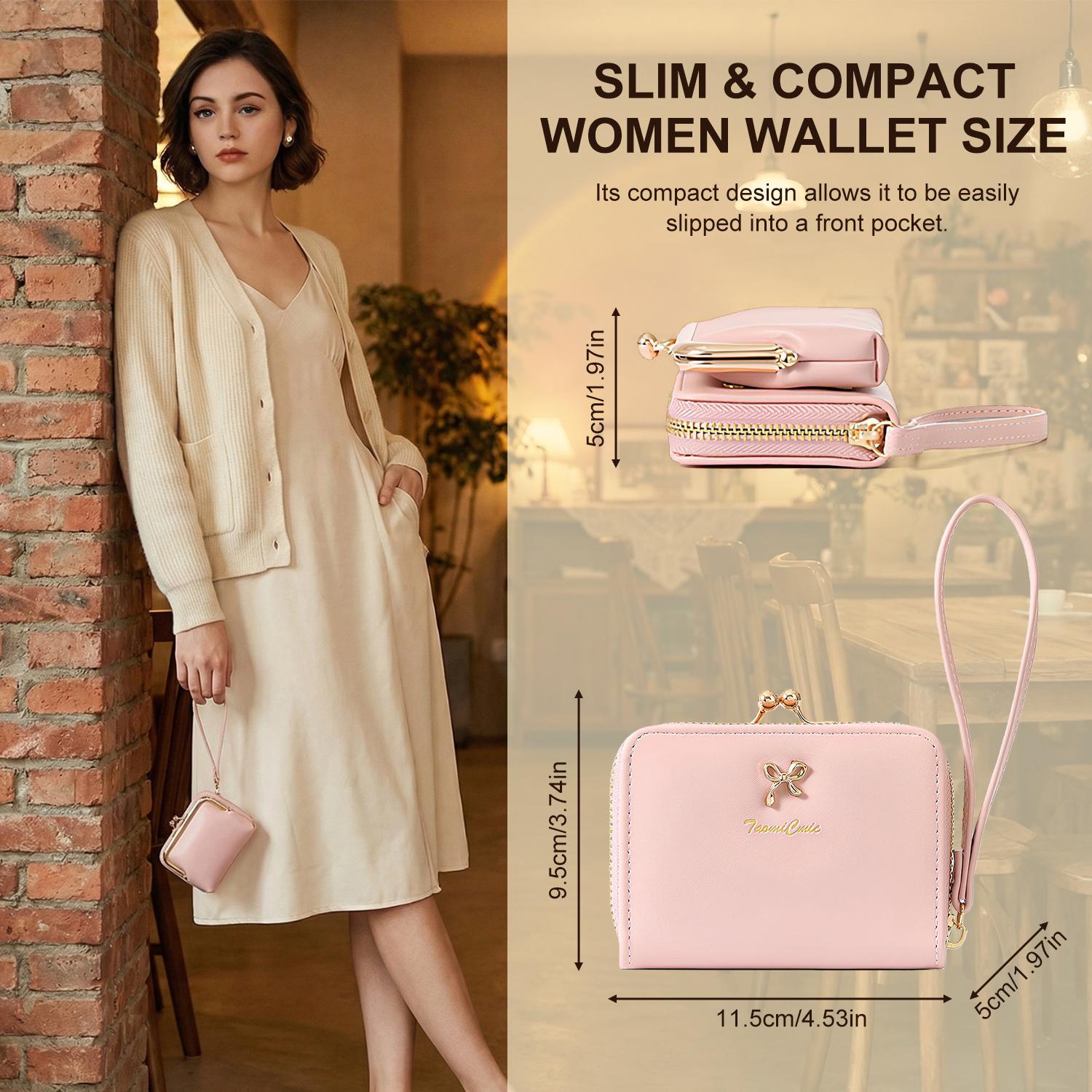 Cute Bow Mini Wallet with Zipper, Card Slots & Coin Pocket, Wrist Strap, Compact & Travel Friendly for Everyday Carry, Bags, Travel, Errands, Dates