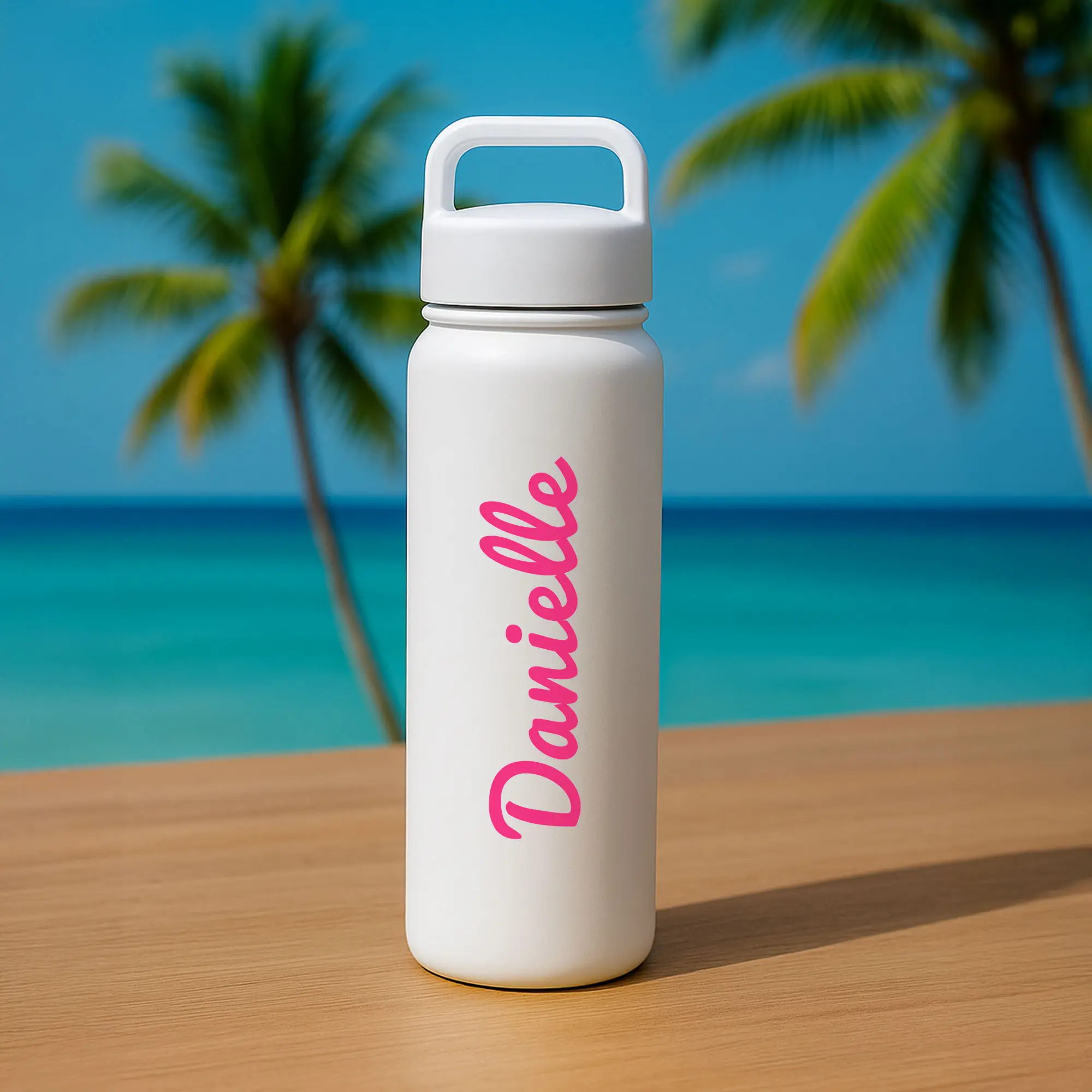 Personalized Name Vinyl Sticker Decal for Water Bottles & More | Hot Pink