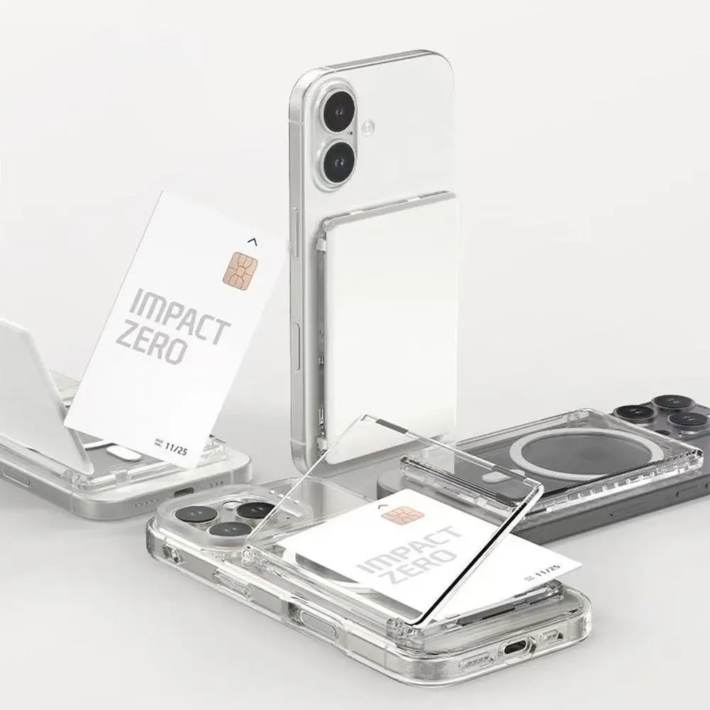 Open-style card holder for bus cards and bank cards, portable transparent PC magnetic card holder, magnetically attached to the phone