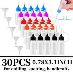 30Pcs 10ml Needles Precision Tip Applicator, Translucent Glue Bottles and 6 Color Tips for DIY Quilling Craft, Acrylic Painting, with 5 Funnel Automotive & Motorcycle