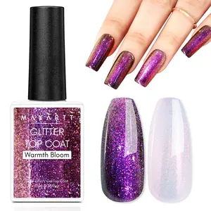 Makartt Aurora Glitter Gel Top Coat - 10ML, No Wipe, UV/LED Cured, Long-Lasting High Shine, Warmth Bloom Shimmer for Salon & DIY