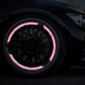12pcs Car Wheel Reflective Stickers, Self-Adhesive Waterproof Vinyl, Night Safety Warning Decals, High Strength Reflective Tape