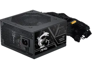 MSI MAG A750BN PCIE5, Non-Modular Compact Gaming 750W Power Supply, 80+ Bronze, ATX 3.1 & PCIe 5.1 Ready, Low-Noise Fan, Embossed Jacket Cables, 5 Year Warranty