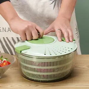 Green Large Salad Spinner with Lid & Bowl, Best Kitchen Salad Maker Set Tool