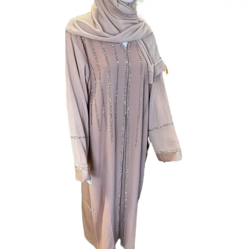 Crystal Dubai Abaya - Vibrant Blue Design with Intricate Embroidery, Long Sleeves, and Waist Tie for Versatile Wear