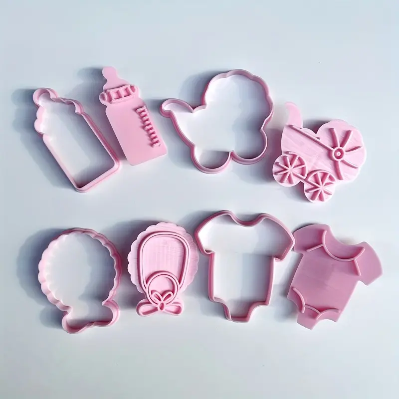 Princess Theme Plastic Cookie Cutter Set 4-Piece - Baby Bottle, Stroller, Onesie, Baby Bib Shapes for DIY Biscuit Baking - Versatile Cookie Stamp and Dough Cutter for Home, Dessert Shop, Bakery Use - Ideal for Halloween, Hanukkah Baking Crafts Bakeware